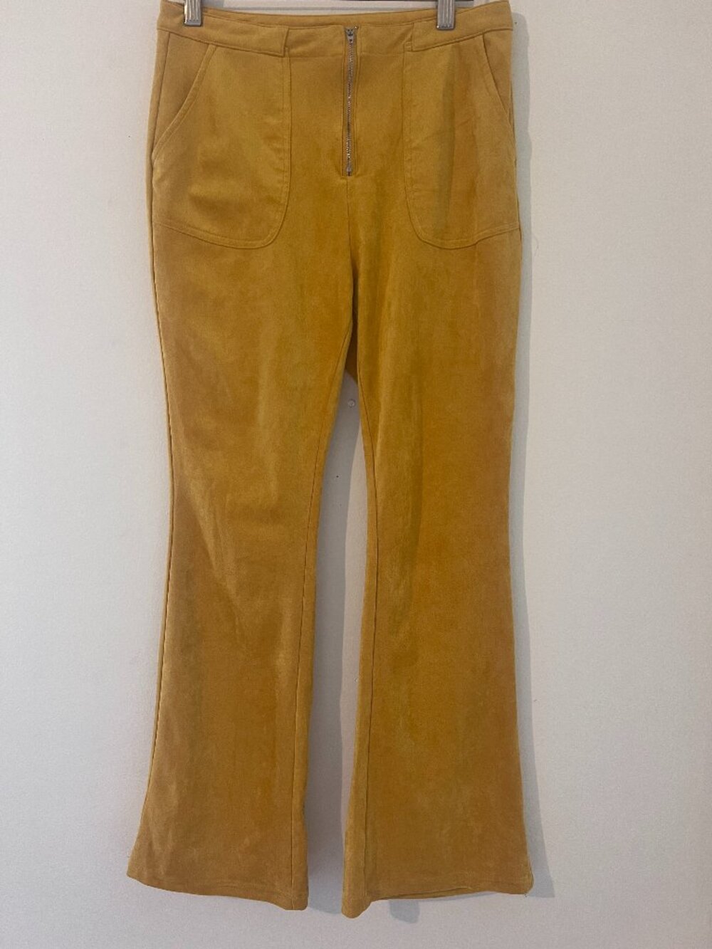 Cider Medium Mustard Yellow Suede Flare Pants